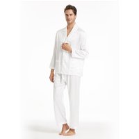 LILYSILK Seiden Pyjama Weiß DE 22 Momme Charmeuse Seide Satin Verschleißfest Und Stilvoll 100% Reine Seide XXL