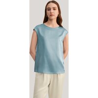 LILYSILK Seide T Shirt Damen De 100% Charmeuse Seide Glänzend Neblig Blau S