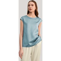 LILYSILK Seide T Shirt Damen De Rundhalsausschnitt Oeko-Tex Standard 100 Neblig Blau L