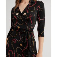 LILYSILK Seide Wickelkleid Louisville-Druck Deutschland 100% Reine Seide Figurumschmeichelnde A-Linien-Silhouette Atmungsaktiv L