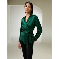 LILYSILK Seiden Bluse Damen 100% Reine Seide Schmale Passform Atmungsaktiv Jade Grün 40 Deutschland