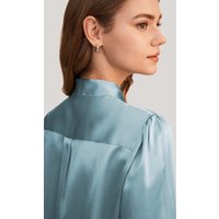 LILYSILK Seiden Bluse Damen Blau Deutschland 100% Reine Seide Eleganz Und Mode Hautfreundlich Und Atmungsaktiv M