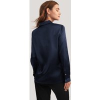 LILYSILK Seiden Bluse Damen Dunkel Blau Deutschland 100% Seide Klasse 6A Pure Farbe Leicht Und Atmungsaktiv XS