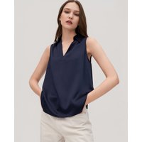 LILYSILK Seiden Bluse Damen Dunkel Blau Deutschland 22 Momme Charmeuse Seide Normale Passform Umweltfreundlich Und Ungiftig S