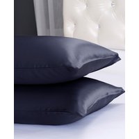 LILYSILK Seiden Kissenbezug mit seitlichem Hotelverschluss Dunkel Blau 50x70cm DE