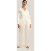 LILYSILK 100 % 22 Momme Seidenpyjama Damen DE Atmungsaktiv Trendiger neutraler Stil Lilienweiß XL