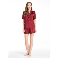 LILYSILK Seiden Pyjama Damen Rotwein DE Charmeuse Seide Großartige Qualität Schlicht Und Leicht L