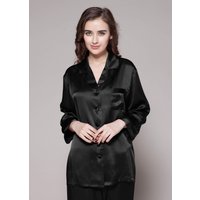 LILYSILK Seidenpyjama Set Damen Schwarz Deutschland 100% Maulbeerseide Mit Seide Umwickelte Knöpfe Schlicht Und Leicht M