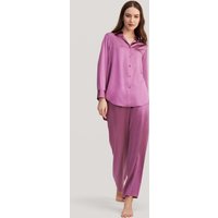 LILYSILK Seiden Pyjama Set Damen Violett Charmeuse Seide Trendiger Neutraler Stil Atmungsaktiv XL