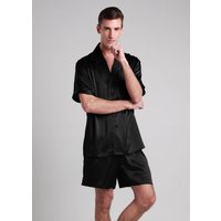 LILYSILK Seidenpyjama Herren Schwarz Deutschland 100% Seide Klasse 6A Passende Shorts Atmungsaktiv XS