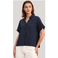 LILYSILK Seiden T Shirt Dunkel Blau Deutschland 100% Grade 6A Maulbeerseide Mit Kurzen Ärmeln Perfekt Für Jeden Anlass S