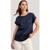 LILYSILK Seiden T Shirt Dunkel Blau Deutschland Mit Kurzarm Atmungsaktiv Superleicht M