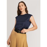 LILYSILK Seiden T Shirts Damen Dunkel Blau Deutschland Charmeuse Seide Entspannte Passform Leicht Und Atmungsaktiv L