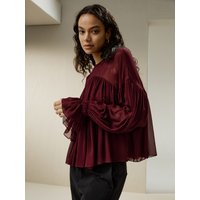 LILYSILK Seidenbluse Damen 100% Seide Mit Halbtransparenten Schultern Gemütlich & Bequem Ochsenblut XS DE