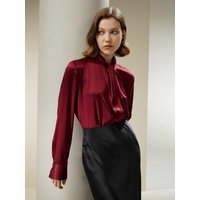 LILYSILK Damen Seidenbluse Reine Seide Unregelmäßige Falten An Ärmeln Leicht Und Weich Acerola 32/34 Deutschland