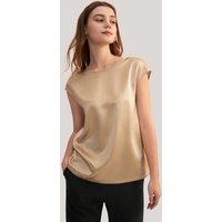 LILYSILK Seiden T Shirt Damen Hell Kamel Deutschland Reine Seide Mit Rundhalsausschnitt Leicht Und Weich XS