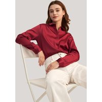 LILYSILK Atmungsaktiv Superleicht Lange Ärmel Seidenbluse Deutschland Rotwein XL