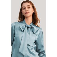 LILYSILK Bluse Seide Damen Blau Deutschland 22 Momme Charmeuse Seide Eleganz Und Mode Umweltfreundlich Und Ungiftig XL