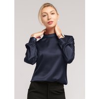 LILYSILK Stehkragen Damen Seidenbluse Dunkel Blau XS