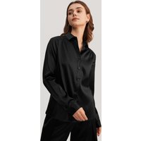 LILYSILK Seide Hemd Damen Schwarz Deutschland Hochwertige Dehnbare Seide Mit Kragen Atmungsaktiv XL