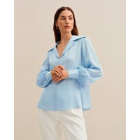 LILYSILK Seidenbluse Damen Hell Blau Deutschland Deep V-Ausschnitt Pullover Hautfreundlich Und Atmungsaktiv XS