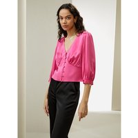 LILYSILK Seidenbluse Damen Magenta DE Sinnlichkeit Und Klassische Eleganz Dreiviertelärmel Vintage-Inspirierten 36