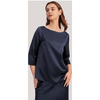 LILYSILK Seidenblusen Damen Dunkel Blau Deutschland 22 Momme Charmeuse Seide Normale Passform Hautfreundlich Und Atmungsaktiv S