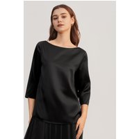 LILYSILK Seidenblusen Damen Schwarz Deutschland 100% Reine Seide Pure Farbe Leicht Und Weich M