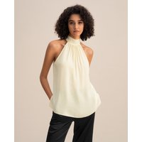 LILYSILK Seidengeorgette Top Handgefertigt Lilienweiß 34 DE