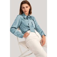 LILYSILK Seidenhemden Damen Blau DE Charmeuse Seide Mit Schleife Im Ausschnitt Kombiniert Perfekt Für Jeden Anlass XS