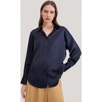 LILYSILK Bluse Seide Damen Dunkel Blau Deutschland Charmeuse Seide Herrenmode-Inspiriert Schlicht Und Leicht XS