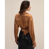 LILYSILK Seidenhemden Damen Geröstete Nuss DE 100% Reine Seide Schlanke Passform Perfekt Für Jeden Anlass XL