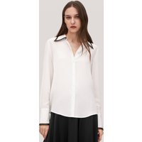 LILYSILK Bluse Seide Damen Weiß Deutschland 100% Reine Seide Mit Farbblock-Design Super Weich XS