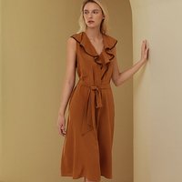 LILYSILK Kleid Seide Dunkles Karamell Deutschland 100% Seide Entspannte Passform Leicht Und Weich XL