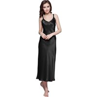 LILYSILK Seidennachthemd Damen Schwarz Deutschland Reine Seide Verstellbare Träger Super Weich M