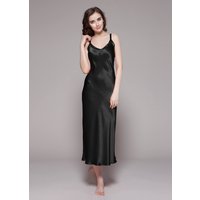 LILYSILK Nachtkleid Seide Schwarz Deutschland Reine Seide Wunderschöne Schnitt Weich Und Gemütlich XL