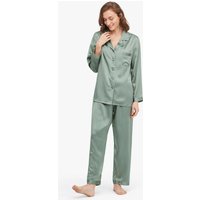 LILYSILK Pyjama Damen Seide Avocadogrün Deutschland Reine Seide Gekerbtes Revers Leicht Und Weich XL