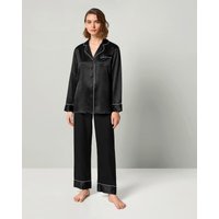 LILYSILK Strass Besetzte Seide Damen Pyjama Set Entspannte Passform Oeko-Tex-Standard 100 Glänzend Schwarz XL