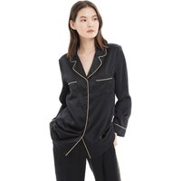 LILYSILK Seidenpyjama Damen Schwarz DE 100% Seide Mit Klassischen Paspeln Atmungsaktiv XL