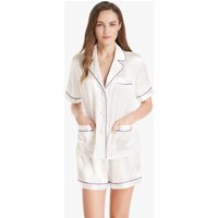 LILYSILK Seiden Pyjama Set Damen Weiß Deutschland Reine Seide Elastischer Bund Mit Selbstbinde Schlicht Und Leicht M