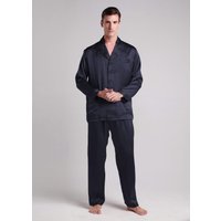 LILYSILK Seidenpyjama Herren Dunkel Blau Deutschland 100% Maulbeerseide Mit Seide Umwickelte Knöpfe Schlicht Und Leicht L