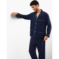 LILYSILK Seidenpyjama Herren Dunkel Blau Deutschland 100% Seide Klasse 6A Mit Kordelzug Schlicht Und Leicht M