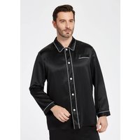 LILYSILK Pyjama Seide Herren Schwarz Deutschland 100% Seide Verschleißfest Und Stilvoll Weich Und Gemütlich XS