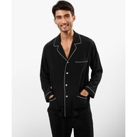 LILYSILK Pyjama Seide Herren Schwarz DE 100% Reine Seide Reverskragen Weich Und Gemütlich M