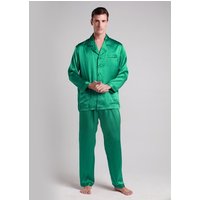 LILYSILK Seidenpyjama Jade Grün DE 22 Momme Charmeuse Seide Gekerbter Kragen M