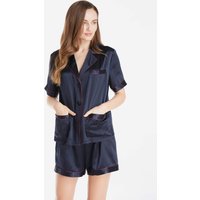 LILYSILK Schön Und Angenehm Winter Seidenpyjama Damen Dunkel Blau XL