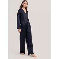 LILYSILK Seidenschlafanzüge Damen Dunkel Blau Reine Seide Mit Schrägen Tasche Leicht Und Weich XL