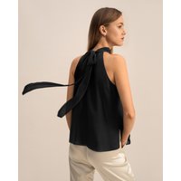 LILYSILK Camisole Seide Frauen Schwarz Deutschland 100% Reine Seide Mit Neckholder Leicht Und Atmungsaktiv 36