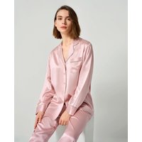 LILYSILK Strass Besetzte Damen Seide Pyjama Set Entspannte Passform 100% Maulbeerseide Der Klasse 6A Glatt Altrosa XL