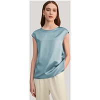 LILYSILK T Shirt Seide Damen Neblig Blau Deutschland 100% Maulbeerseide Mit Flügelärmeln Super Weich M